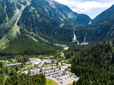 Krimml Worlds of Water aerial view of the waterfalls | © wasserwelten.at/Michael Stabentheiner